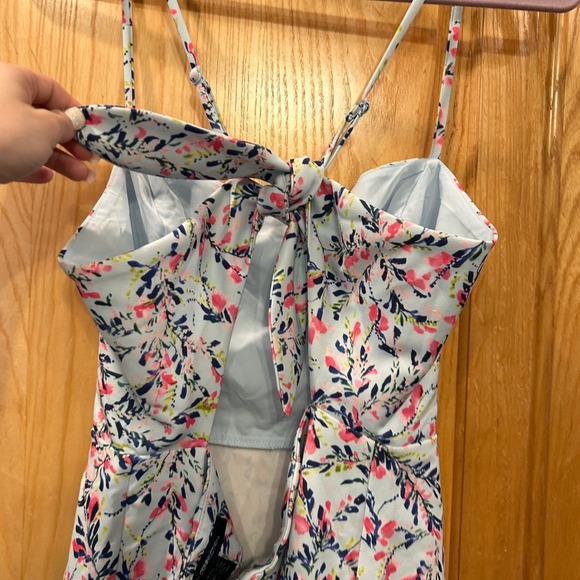 French Connection Nordstrom Rack Dress Floral Mini Light Blue Size 10 - Picture 9 of 14